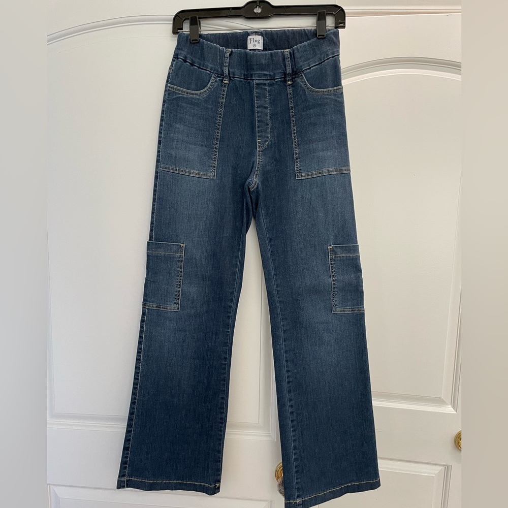 Bevy Flog Rose Pull On Flare, dark denim, size 26